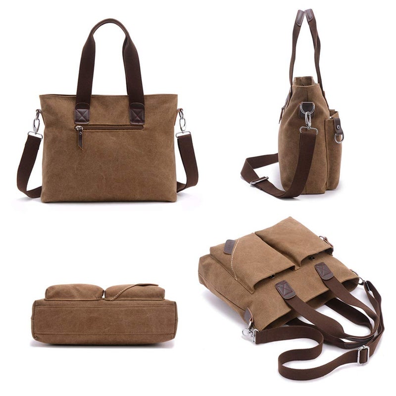 ToLFE Women Top Handle Satchel Handbags Tote Purse Shoulder Bag (Medium: (L) 13.78" x(W) 3.94" x(H) 11.02", Grey) - Image 3